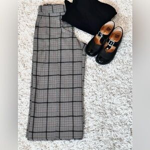 H&M Wide Leg Plaid Cropped Pants - Black, Grey, Maroon